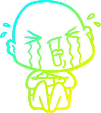 Bir insan tarafından çizilmiş, ağlayan kel bir adamın çizdiği soğuk çizgi.