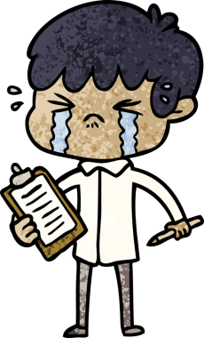 Bir insan tarafından çizilmiş ağlayan çizgi film çocuğu.