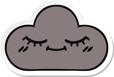 Bir insan tarafından çizilmiş şirin bir fırtına bulutunun çıkartması.