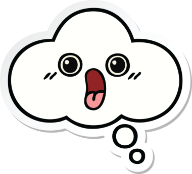 Bir insan tarafından çizilmiş şirin bir düşünce baloncuğunun çıkartması.