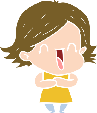 Bir insan tarafından çizilmiş düz renkli bir çizgi film.