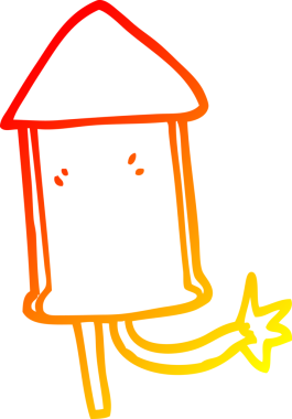 Bir insan tarafından çizilmiş bir havai fişeğin sıcak çizgi çizimi