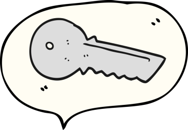 Bir insan tarafından çizilmiş serbest konuşma balonu çizgi film kapı anahtarı