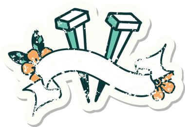 Bir insan tarafından çizilmiş demir çivili eski bir etiket.