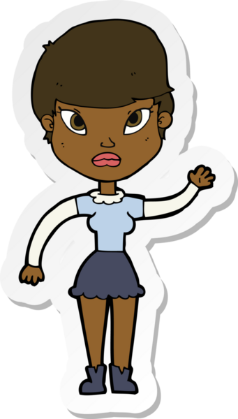 Bir insan tarafından çizilmiş bir karikatür kadının çıkartması.