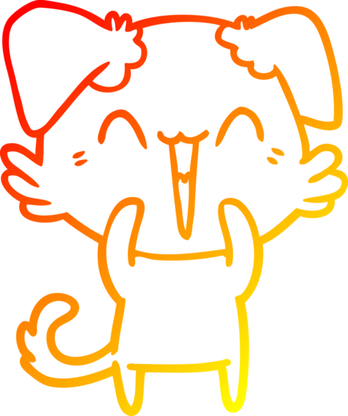 Bir insan tarafından çizilmiş mutlu, küçük bir köpek çizgi filmi.