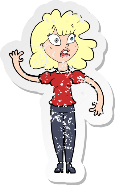 Bir insan tarafından çizilmiş endişeli bir karikatürün gerilimli çıkartması.