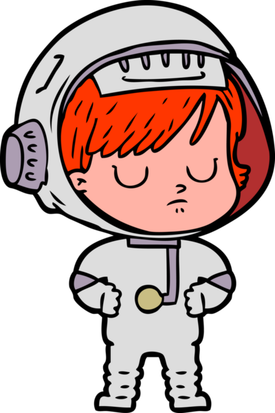 Bir insan tarafından çizilmiş astronot kadın.