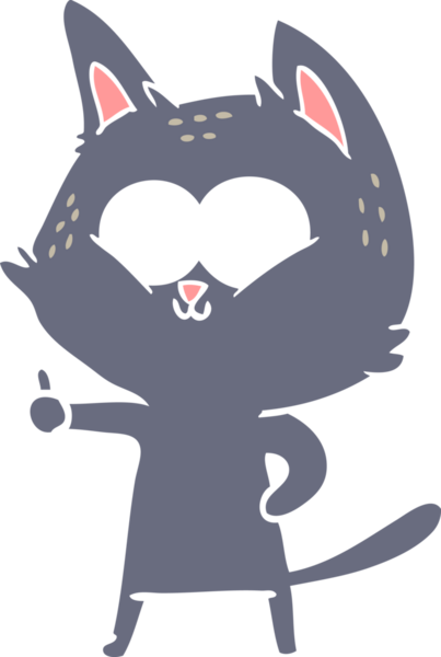 Bir insan tarafından çizilen düz renkli çizgi film kedisi.