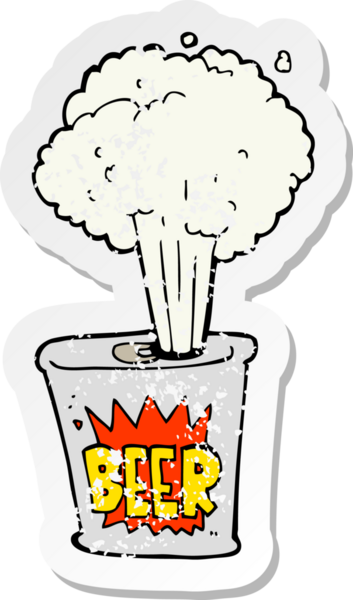 Bir insan tarafından çizilmiş karikatür bira kutusunun gerilimli yapıştırması.