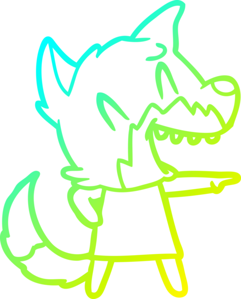 Bir insan tarafından çizilmiş gülen tilki çizgi filmi.