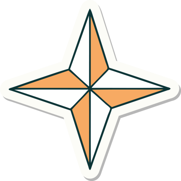 Bir insan tarafından çizilmiş geleneksel bir yıldız stiliyle dövme çıkartması.