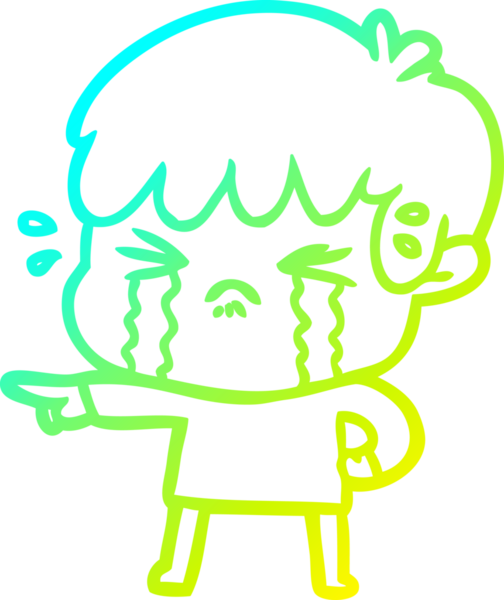 Bir insan tarafından çizilmiş ağlayan çizgi film çocuğu çizimi.