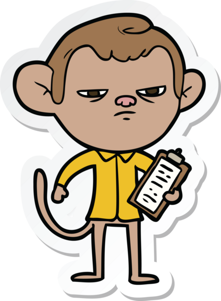 Bir insan tarafından çizilmiş kızgın maymun patronunun çıkartması.