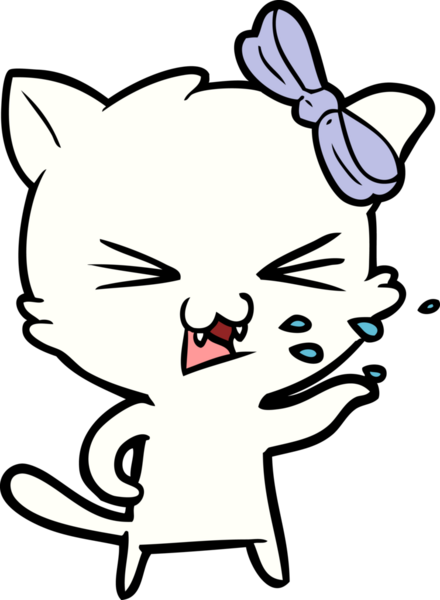 Bir insan tarafından çizilmiş çizgi film kedisi.