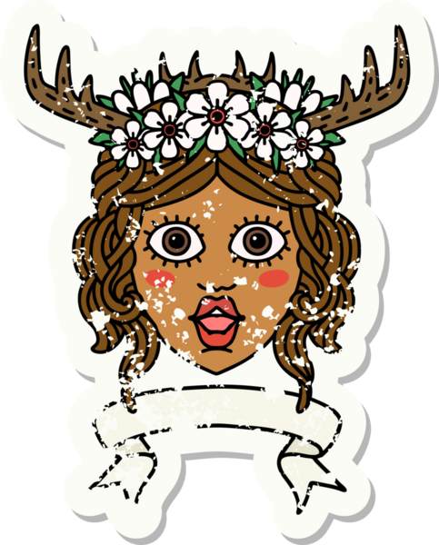 Retro Dövme Tarzı İnsan Druid karakteri Bir insan tarafından çizilmiş pankartıyla