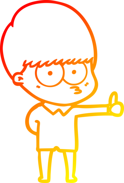 Meraklı bir çizgi film çocuğunun insan tarafından çizilmiş sıcak çizgi çizimi.