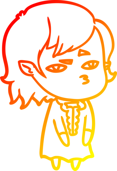 Bir insan tarafından çizilmiş bir vampir kız çizgi çizimi.