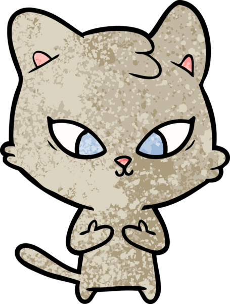 Bir insan tarafından çizilmiş sevimli çizgi film kedisi.