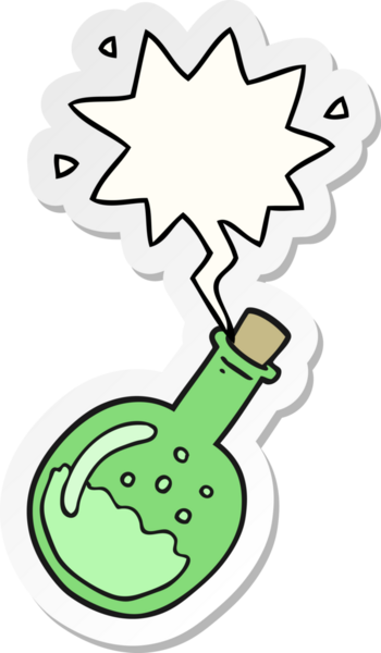 bir insan tarafından çizilmiş konuşma kabarcığı yapıştırmalı karikatür iksiri