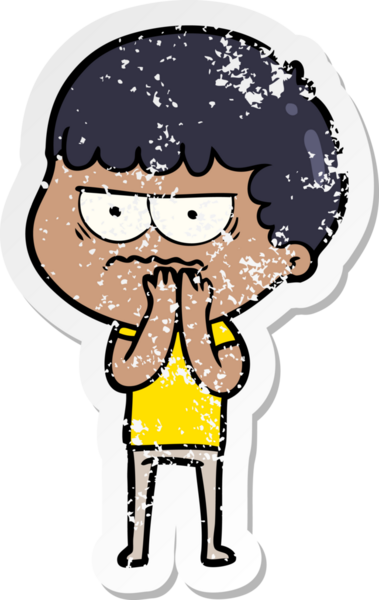 Bir insan tarafından çizilmiş sıkıntılı bir karikatür çıkartması.