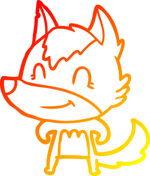 Bir insan tarafından çizilmiş dost canlısı bir kurt çizgi çizimi.