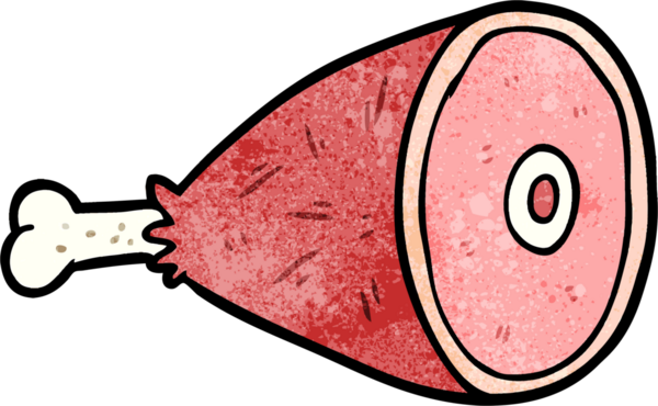 Bir insan tarafından çizilmiş pişmiş et bacağı.