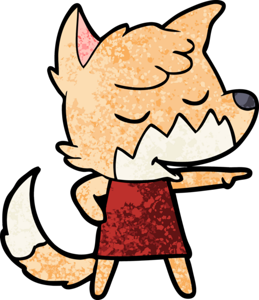 Bir insan tarafından çizilmiş dost canlısı tilki kız.