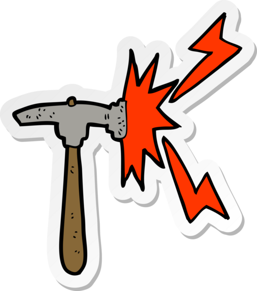 Bir insan tarafından çizilmiş bir karikatür çekicin çıkartması.