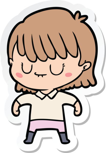 Bir insan tarafından çizilmiş bir karikatür kadının çıkartması.