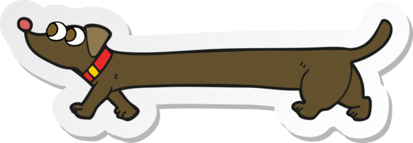 Bir insan tarafından çizilmiş bir dachshund karikatürü.