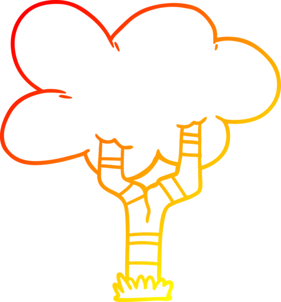 Bir insan tarafından çizilmiş bir çizgi film ağacının sıcak gradyan çizimi