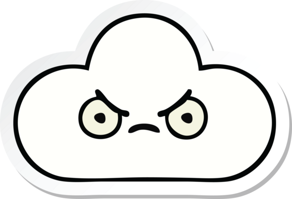 Bir insan tarafından çizilmiş şirin beyaz bulut etiketi.