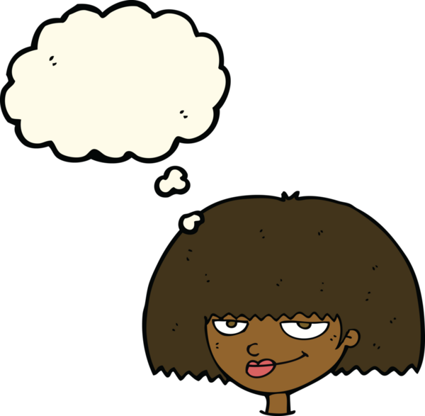 Bir insan tarafından çizilmiş düşünce baloncuğu olan kadın yüzü.