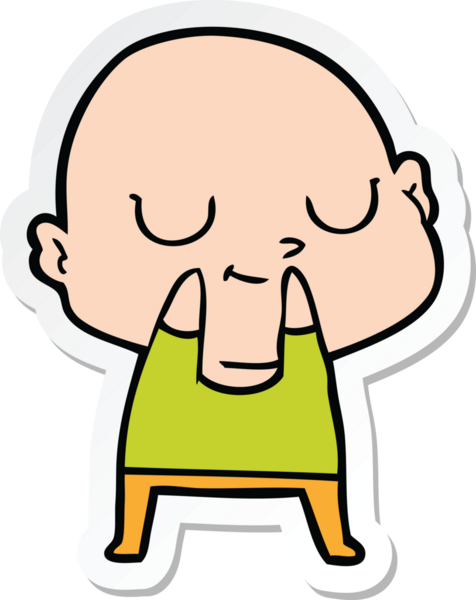 Bir insan tarafından çizilmiş kel bir adamın çıkartması.