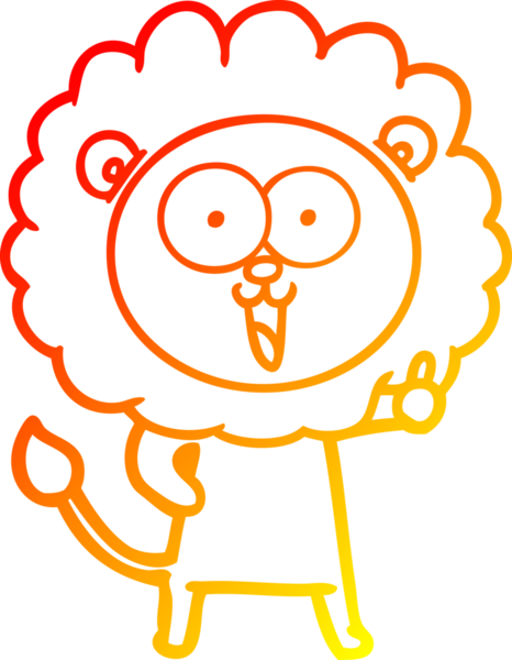 Bir insan tarafından çizilmiş mutlu çizgi film aslanının sıcak çizgi çizimi