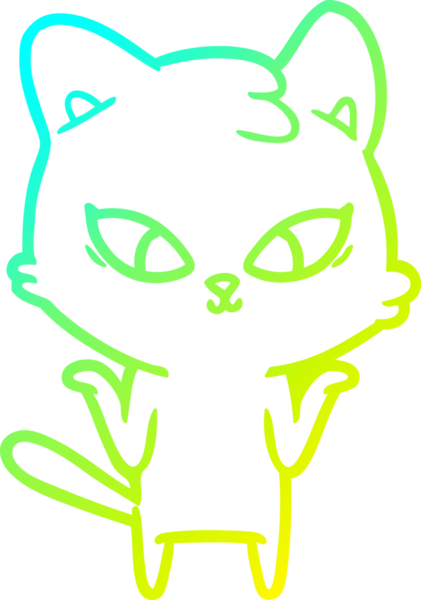 Bir insan tarafından çizilmiş bir çizgi film kedisinin soğuk gradyan çizgisi.