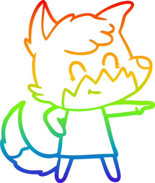 Gökkuşağı gradyan çizgi çizimi bir insan tarafından çizilmiş, dost bir tilki.