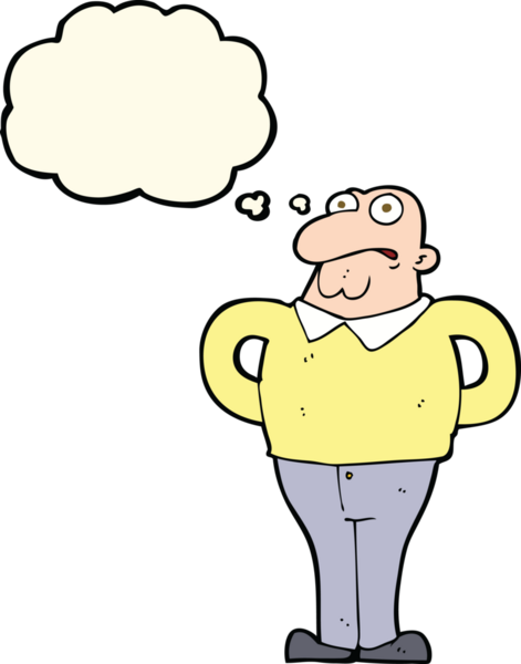 Bir insan tarafından çizilmiş düşünce balonlu endişeli bir adam.