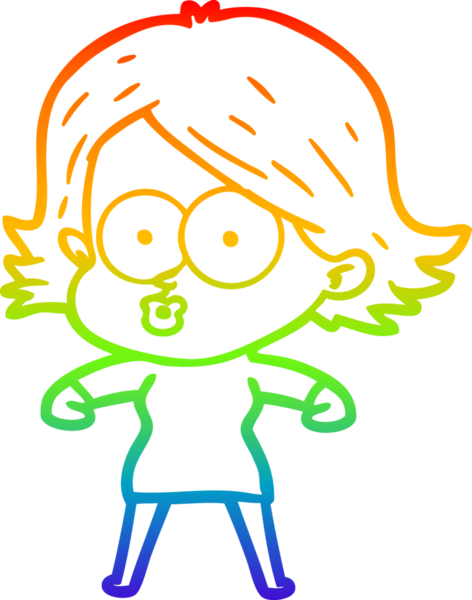 Gökkuşağı gradyan çizimi Bir insan tarafından çizilen çizgi film kızı