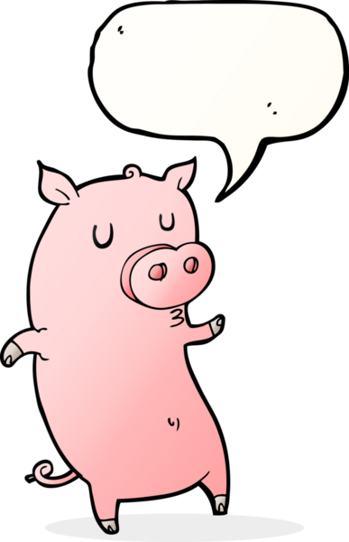 Bir insan tarafından çizilmiş komik bir çizgi film domuzu.