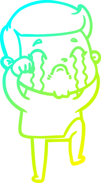 Bir insan tarafından çizilmiş ağlayan bir çizgi film karakteri çizimi.