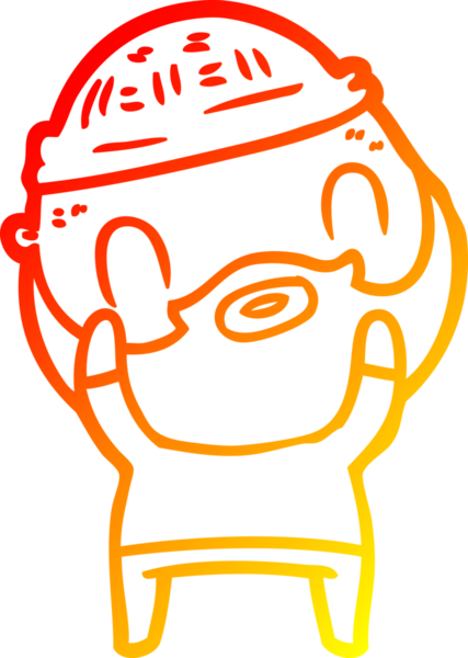 Bir insan tarafından çizilmiş sakallı bir adamın sıcak çizgi çizimi.