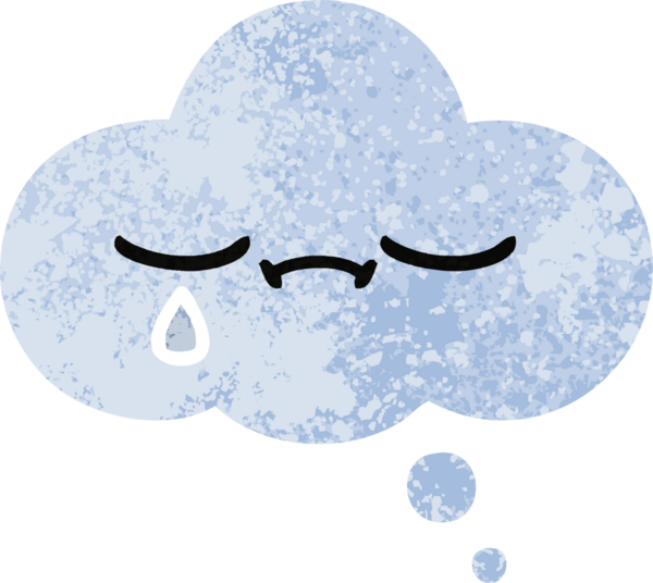 Bir insan tarafından çizilen düşünce baloncuğunun retro çizim tarzı karikatürü