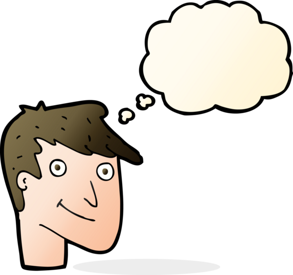 Bir insan tarafından çizilmiş düşünce balonlu mutlu adam çizgi filmi.