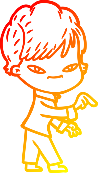 Bir insan tarafından çizilmiş mutlu bir kadının çizgi çizimi.