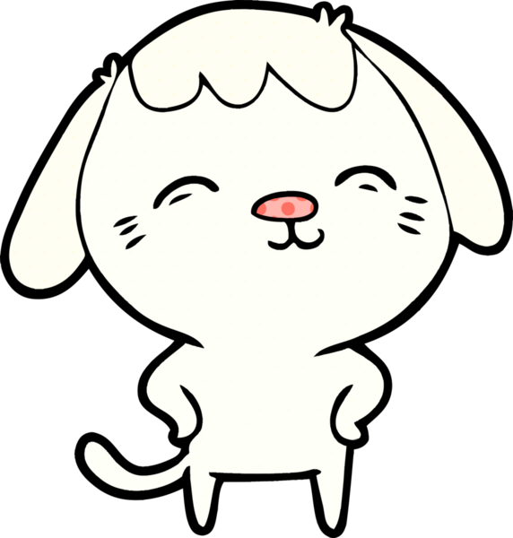 Bir insan tarafından çizilmiş mutlu çizgi film köpeği.