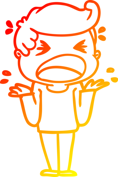 Bir insan tarafından çizilmiş bağıran bir çizgi film karakteri.