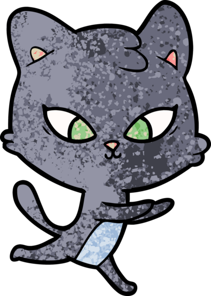 Bir insan tarafından çizilmiş sevimli çizgi film kedisi.