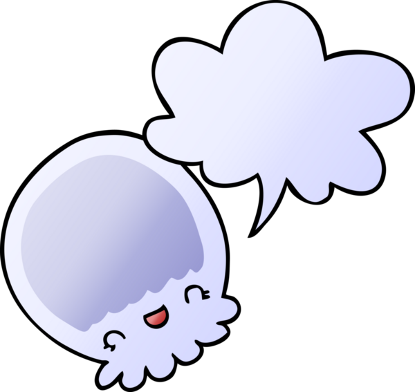 bir insan tarafından çizilmiş, konuşma baloncuklu çizgi film denizanası.